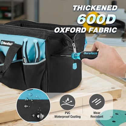 DURATECH 13" Small Tool Bag with 9 Pockets, Wide Open Tool Carrier - size: 13 Inch
