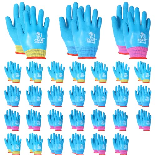 30 Pairs Gardening Gloves for Age(3-5),3 Colors Toddler Yard Gloves