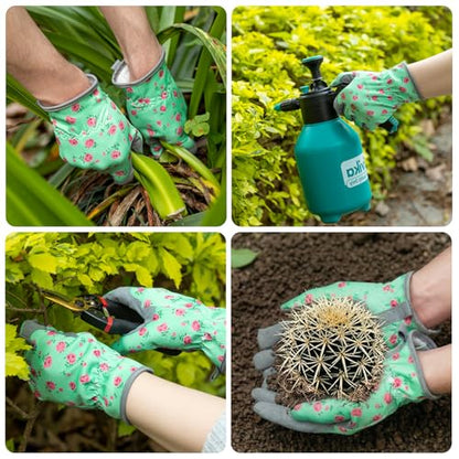 Baidast Gardening Gloves for Women, Breathable Leather Garden Gloves with Grip, Thorn Proof Work Gloves - color: Women(medium)-green+red