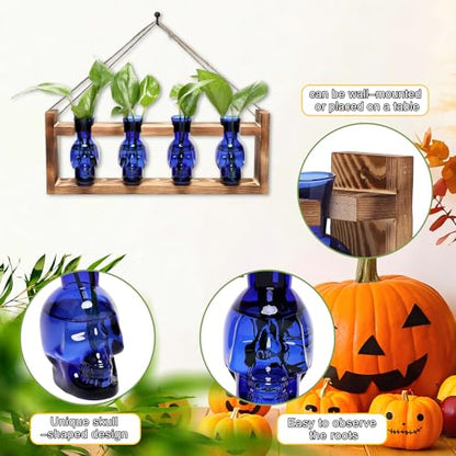 Plant Propagation Stations Halloween Skull Plant Terrarium Kit - color: Blue