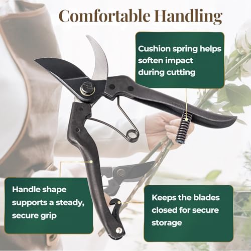 Wablade Japanese Pruning Shears, Bypass Garden Pruner 7.9", Made in Japan - style: Cusion-Spring Model