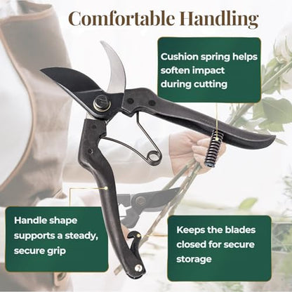 Wablade Japanese Pruning Shears, Bypass Garden Pruner 7.9", Made in Japan - style: Cusion-Spring Model