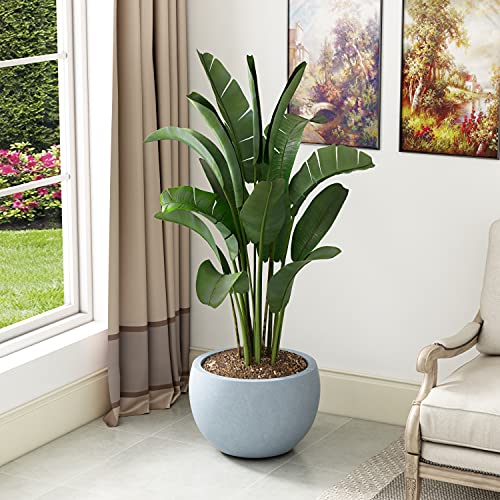 Kante Large Round Bowl Blue Gray Concrete Planter 20" Dia, Outdoor - color: Gray, size: 19.9" d