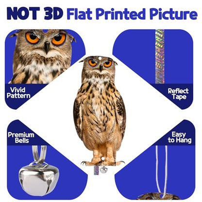 Fake Owls to Keep Pigeons Away, 4PCS Flat Garden Owl - color: Brown Owl 4pcs