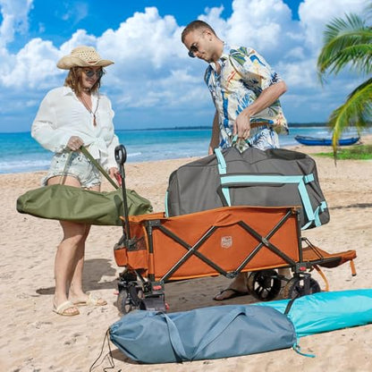 Timber Ridge 47" L Collapsible Wagon with Tailgate & Brake - color: Orange
