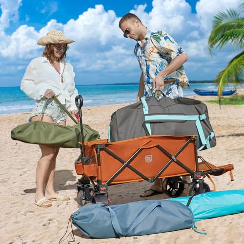 Timber Ridge 47" L Collapsible Wagon with Tailgate & Brake - color: Orange