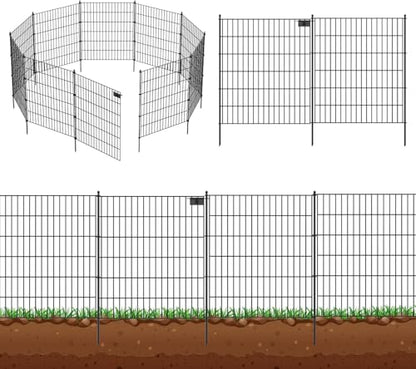 15 Panels No Dig Garden Fence with Gate, 32 in(H) X36.3 ft(L) Metal Fence Panels, Thickened Rustproof Garden Fencing, Animal Barrier Fence for Dogs, Rabbits, and Patio - size: 32 in(H)×29in(L)