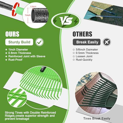 Lightweight Plastic Leaf Rake for Lawns - 16.5'' Wide Garden Rake for Leaves,Gentle on Lawn,50'' Adjustable for Women Seniors Kids,Outdoor Yard Rakes for Sweep Leaves,Grass, Pine Needle - size: 50''
