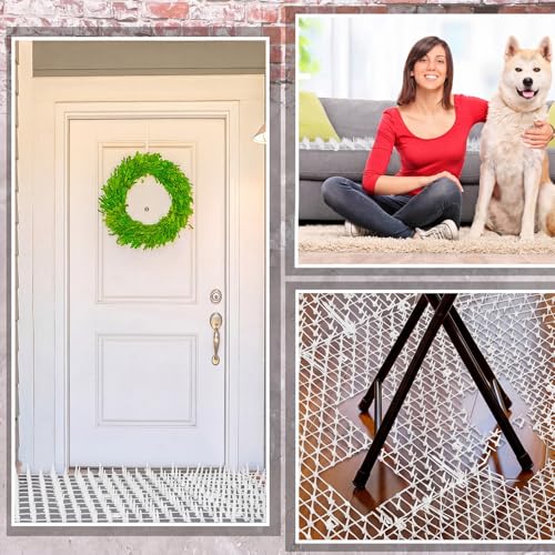 Abbylike 3 Pcs 19.5ft Cat Spike Mat Outdoor 11 Inch Cat Repellent Mat - color: White