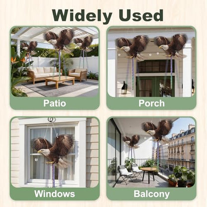 5 Pack Fake Eagle to Scare Animals Away, Hanging Flat Plastic Fake Eagle with Reflective Tape for Keep Pigeon Woodpecker Away for Outdoor Contryard Garden Balcony Window Patio Backyard - color: 5pcs-brown Eagle 01
