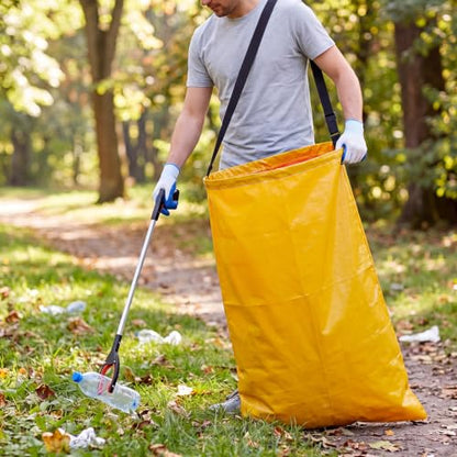 Faccito 2 Pack Litter Bag with Shoulder Strap Trash Leaf Bag Holder, Yellow - color: Yellow