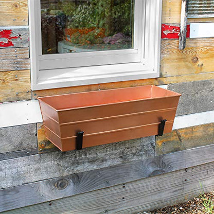 Achla Designs Medium Copper Flower Box with Wall Brackets