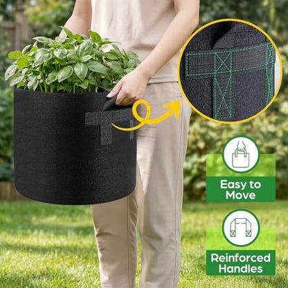 Songrey 10-Pack 3 Gallon Grow Bags - color: Black, size: 3 Gallons