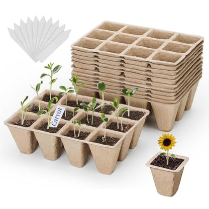 10 Packs Peat Pots, 120Pcs Seed Starter Tray Kit with 120Pcs Plant Labels, Biodegradable Seed Starter Pots, Germination Kit for Garden Plant Nursery - size: Small