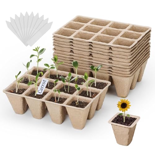 10 Packs Peat Pots, 120Pcs Seed Starter Tray Kit with 120Pcs Plant Labels, Biodegradable Seed Starter Pots, Germination Kit for Garden Plant Nursery - size: Small