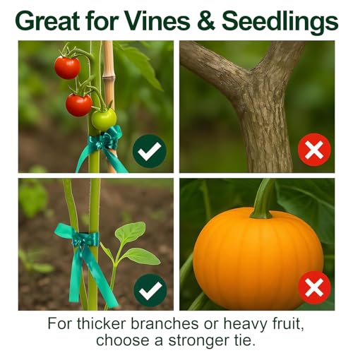 Plant Tie Tape – 4 Rolls (788 ft) Stretch Vinyl (PVC), 0.5" Wide, Non-Adhesive Garden Ties for Stems & Poles – Includes Mesh Bag & Binder Clip (788 ft) - size: 788 ft