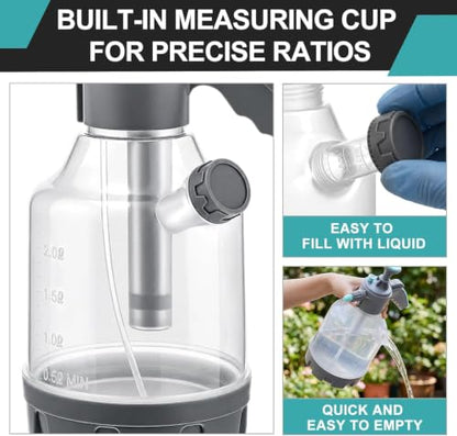 Pump Sprayer, Handheld Garden Water Sprayer Bottle for Spraying Plants, Flowers, Weeds and Cleaning, Hand Pump with Side Filling Port, Measuring Cup, Adjustable Nozzles (Blue, 84oz)