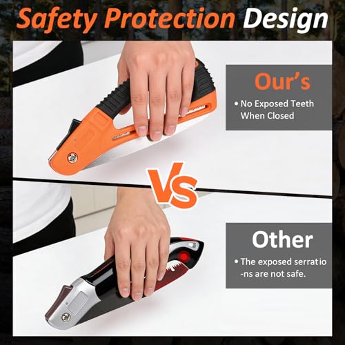Folding Hand Saw - Heavy Duty Pruning Saw with SK5 Curved Blade,Folding Camping Saw for Trees Wood Cutting Camping Gardening Work, Hiking, Landscaping, Tree Trimming