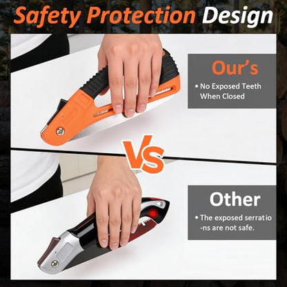 Folding Hand Saw - Heavy Duty Pruning Saw with SK5 Curved Blade,Folding Camping Saw for Trees Wood Cutting Camping Gardening Work, Hiking, Landscaping, Tree Trimming