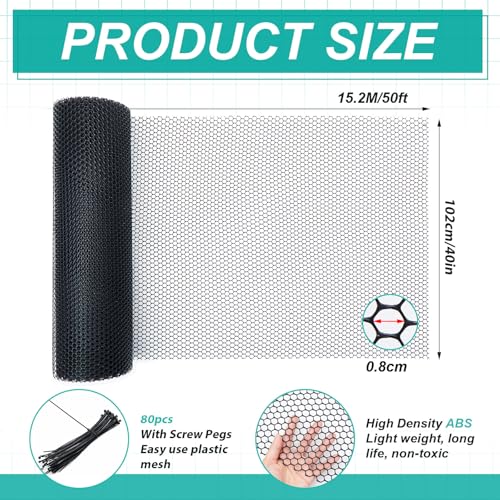 Plastic Mesh Fence Roll Black, Black, 40inx50ft - color: Black, size: 40inx50ft