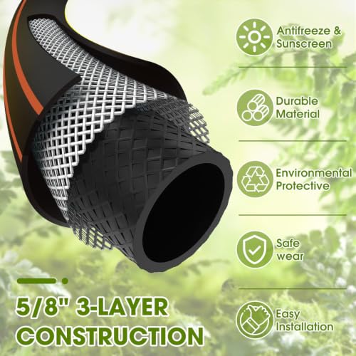 Garden Hose 3ft x 5/8", Heavy Duty Water Hose, Kink Resistant - color: Black, size: 3FT