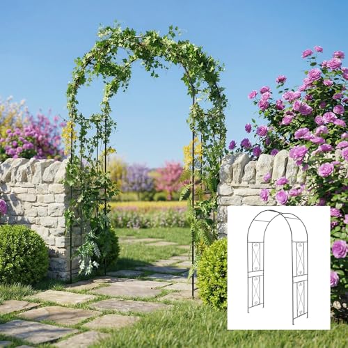DREAMADE 7.2 ft Garden Arch, Metal Garden Arbor Trellis