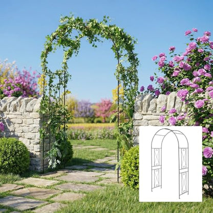 DREAMADE 7.2 ft Garden Arch, Metal Garden Arbor Trellis