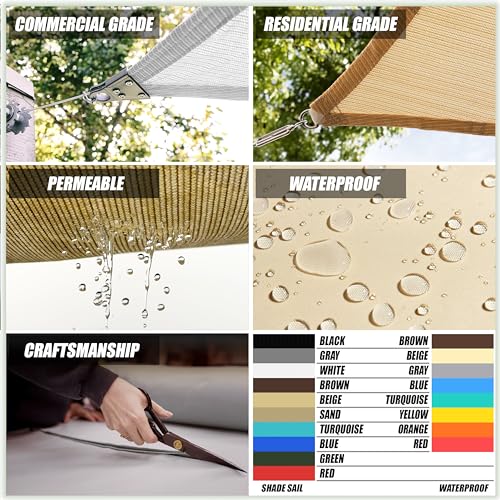 ColourTree 8' x 19' Grey Rectangle Sun Shade Sail for Patio
