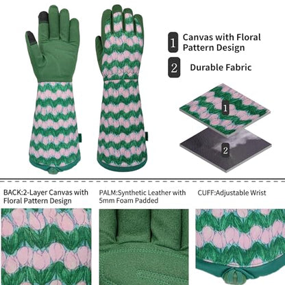 Thornproof Rose&Cactus Gardening Gloves,Gauntlet Garden Glove,Gifts - color: Green, size: Large
