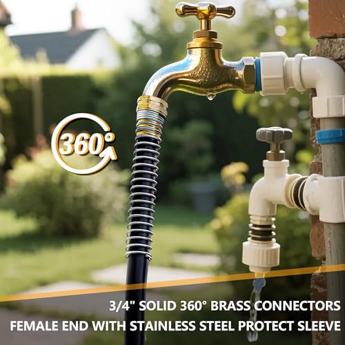 5/8" Garden Hose 150ft, -40℉ To 190℉ Hot/Cold Rubber hose, Black - color: Black, size: 150Ft