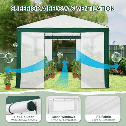 EAGLE PEAK 10x10 Walk in Pop Up Greenhouse, Green/White - color: Green/White, size: 10x10