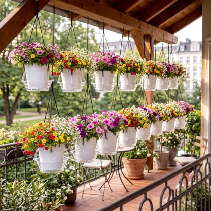 Gejoy 15 Pcs 12 Inch Hanging Plant Water Catcher Tray Clear Plastic Baskets Drip Pans for Flower Pot, Round Plant Saucer with Hooks for Balcony Patio Indoor Outdoor Watering Accessories - size: 12 Inch