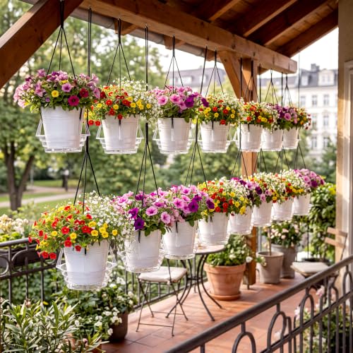 Gejoy 15 Pcs 10 Inch Hanging Plant Water Catcher Tray Clear Plastic Baskets Drip Pans for Flower Pot, Round Plant Saucer with Hooks for Balcony Patio Indoor Outdoor Watering Accessories - size: 10 Inch