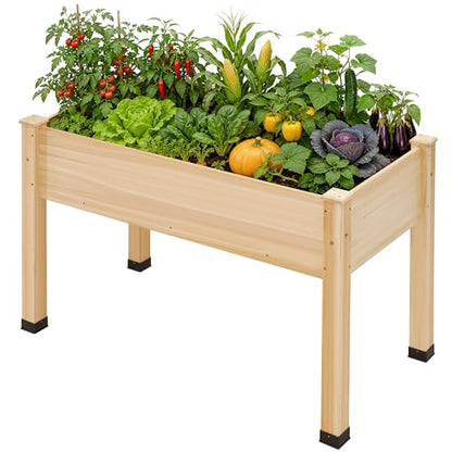 AMERLIFE 48x30x24 Inch Elevated Wood Raised Garden Bed with Bed Liner - color: Light Wood, size: 4x2 FT-Regular