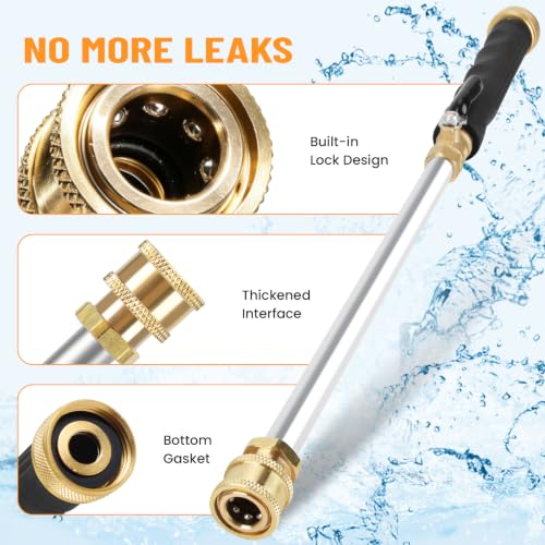 2026 Upagraded Jet Nozzle Power Washer for Garden Hose, Pressure Washer Wand with 3 Different Nozzles and Hose Quick Connectors for Car, Patio,Pet,Window, Black