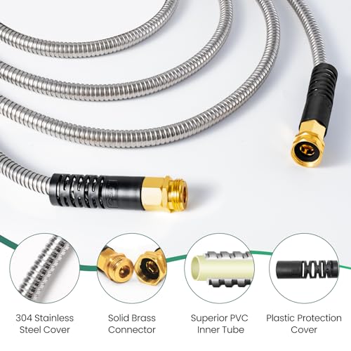 Cesun Short Garden Hose 10 ft, Metal Water Hose, Female to Male, 5/8" - size: 10ft Male to Female