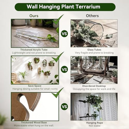 Artilady Plant Propagation Station Wall Hanging, Planter Terrariums Tube - color: Leaves