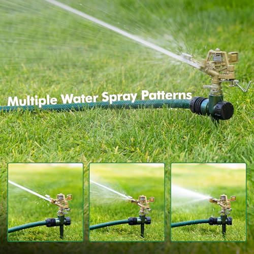 RESTMO 2 Pack All-Metal Impact Sprinkler Head on Sturdy Spike Base - color: Green