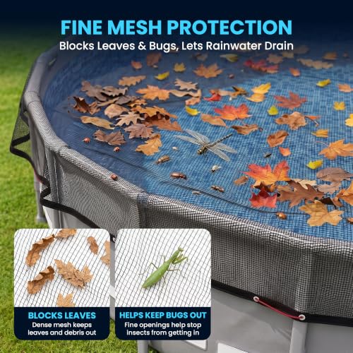 21' Round Heavy Duty Pool Leaf Net Cover, Durable Reinforced Mesh Pool Cover for Leaves & Debris, Tear-Resistant Above Ground Pool Net with Secure Fit, Easy Install Leaf Protection - size: 21' (Round)