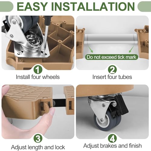 ToLanbbt 2 Pack Plant Caddy Stands with 360° Wheels Adjustable 15-22 in Rolling Stands Heavy Duty Large Plant Carts Dolly with Casters 440lbs Capacity for Large Planter, Garden Pot, Flower Pot, Khaki - color: Khaki