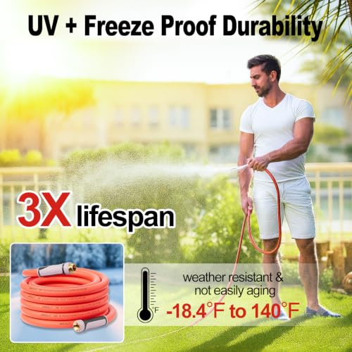 SPECILITE Garden Water Hose 25 ft x 5/8" with 360° Rotating Grip, Kink-less - size: 25 FT
