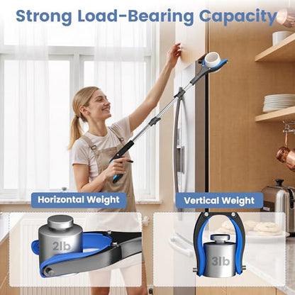 2 Pack 36 Inch Grabber Reacher Tool for Seniors, Foldable Reacher Grabbers Pickup Stick with Anti-Slip 90° Rotating Jaw, 4" Wide Extended Claw with Magnet for Disabled - color: Blue+red(36 Inch)