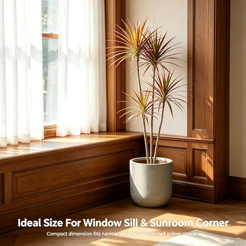 Kante Small Round Capsule Weathered Concrete Planter 11" Dia, Outdoor - color: Weathered Concrete, size: 11.0"Dia x 11.0"H