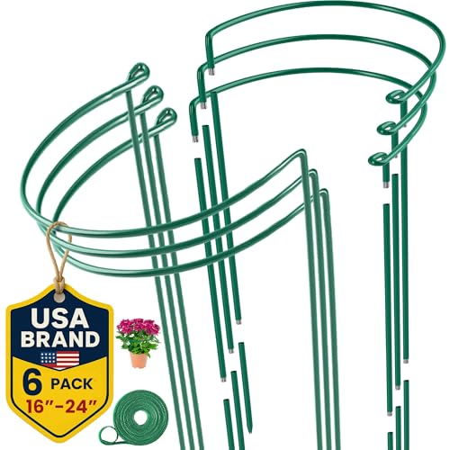 6 Pack Plant Support Stakes – Peony Cages and Supports –10" W x 16" - 24" H - size: 6 Pack (up to 24")