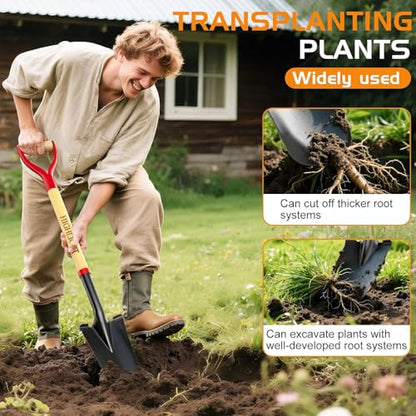 HIGHLIGHT Spade Shovel Digging Trench Garden 45 Inch D Grip Steel Shovel