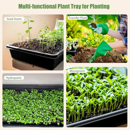 mwellewm 10 Pcs Seed Starter Tray Kit 1014 Seed Starting Trays Square Seedling Plant Tray Planting Sturdy Microgreens Growing Trays Reusable Germination Tray Indoors No Holes, 14x11x2.5In - size: 14.17" x 11" x 2.5" Trays-10Pcs