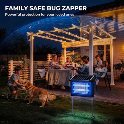 Solar Bug Zapper, 4500V Electric Grid Mosquito Killer for Patio - color: Black