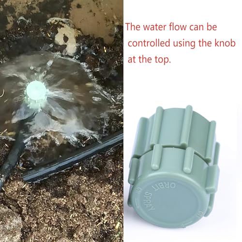 10 Pack Adjustable Bubbler Sprinkler Heads with 11.8in Stake, 360 Degree Micro Irrigation Emitters, Drip System Replacement Sprayer for Lawn Garden Plants Watering