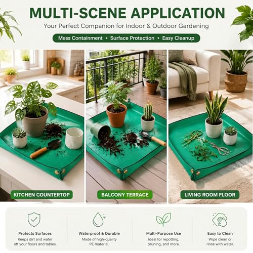 Repotting Mat,Waterproof Plastic Potting Mat,Gardening for Indoor Plant Transplanting,Dirt Control,Soil Change,Gift for Plant Lovers Green - color: Green