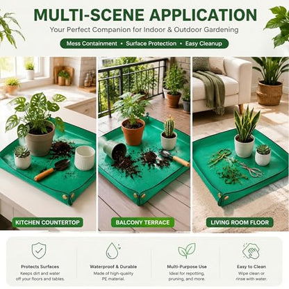 Repotting Mat,Waterproof Plastic Potting Mat,Gardening for Indoor Plant Transplanting,Dirt Control,Soil Change,Gift for Plant Lovers Green - color: Green